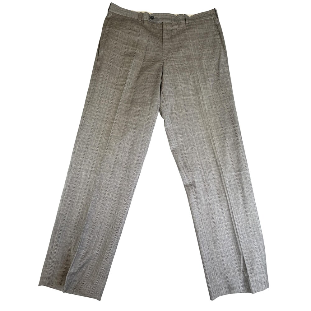 Britches Dress Pants Mens 36x32 Gray Wool Torino Classic Fit Plaid Business